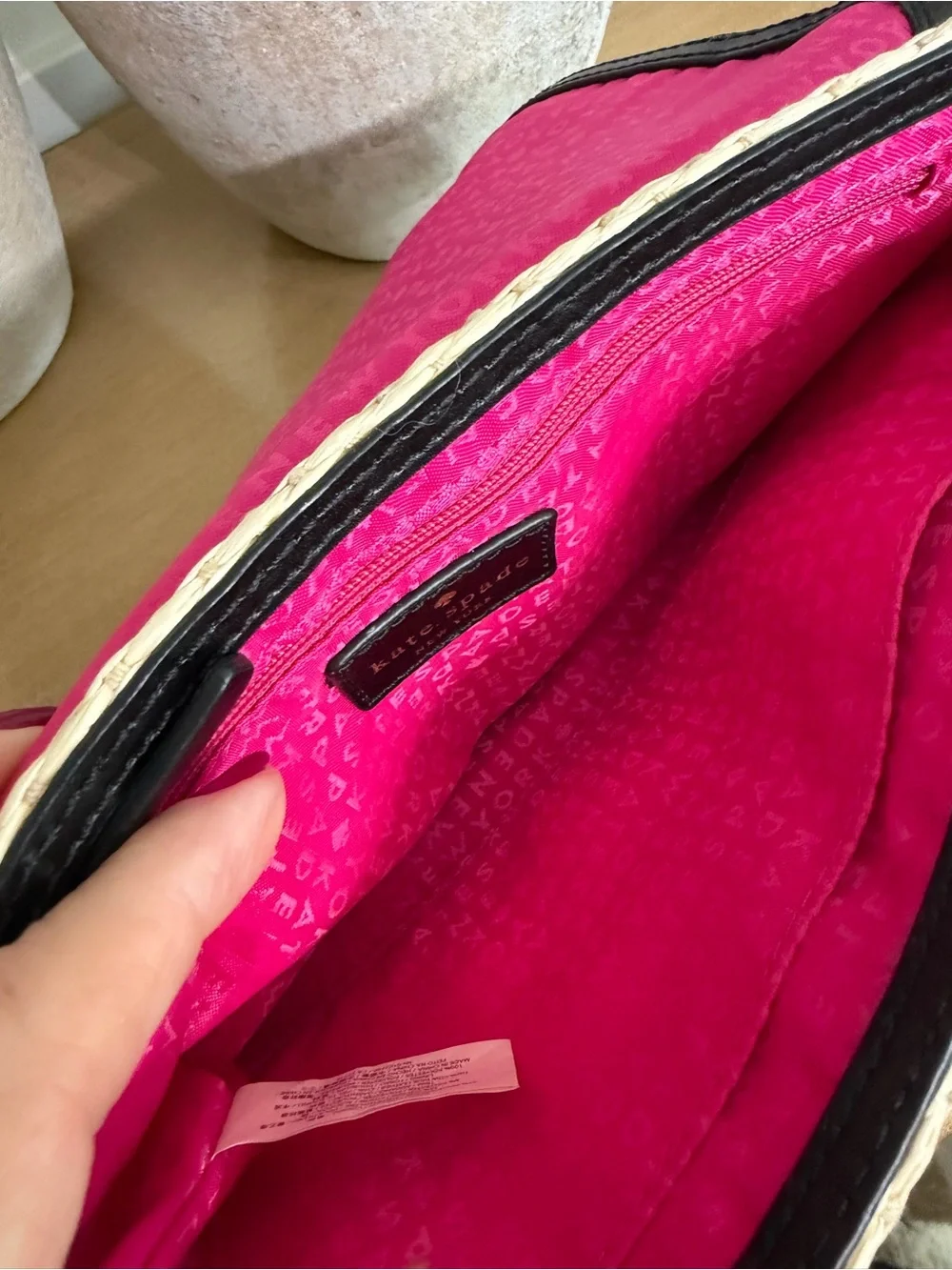 Kate Spade New York Straw & Leather Crossbody Bag